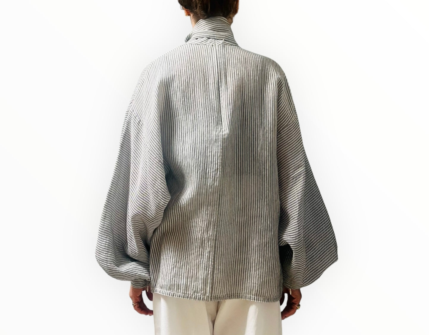 Zimmermann Striped High Neck Shirt - Black/White - Size M
