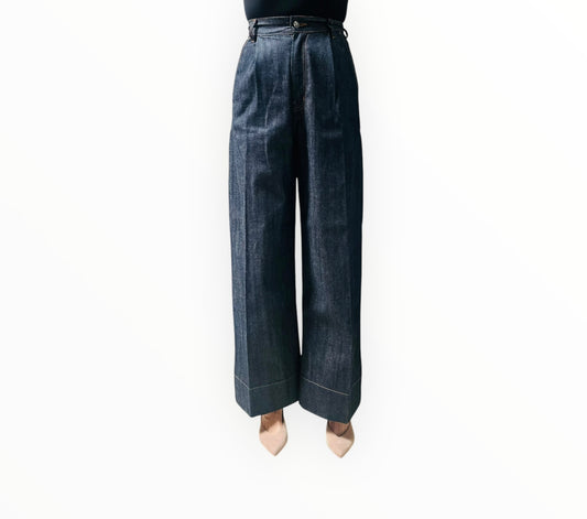 Lee Mathews Denim Pleat Pants - Dark Blue - Size 00