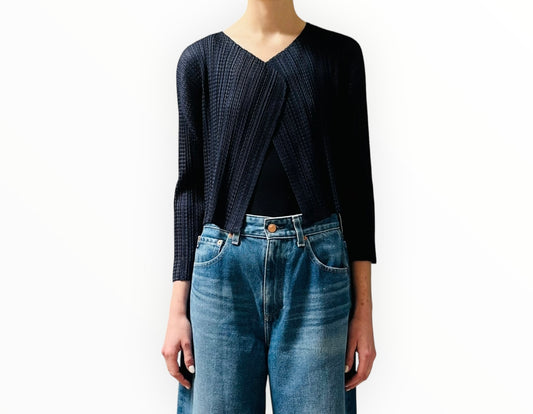 Issey Miyake Pleats Please Cardigan - Navy - Size 3
