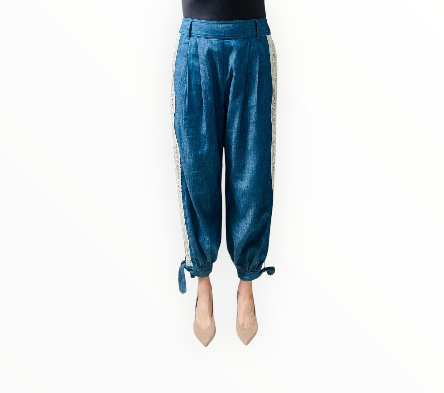 Zimmermann Lace Insert Denim Pants - Blue - Size 1