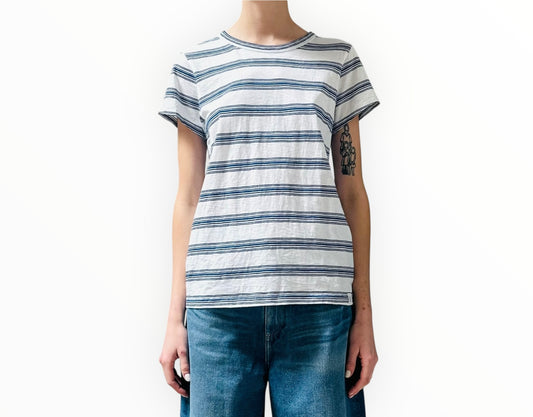 Rag & Bone stripe Tee - White/Black/Blue - Size M