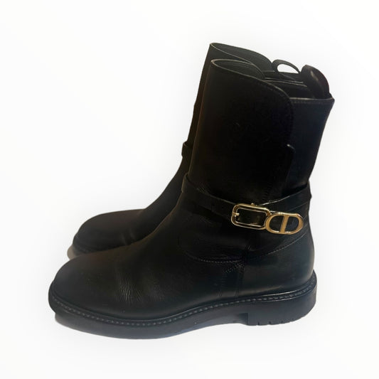 Dior Calfskin Empreinte Ankle Boots - Black - Size 37.5