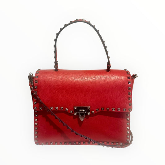 Valentino Vitello Rockstud Flap Bag - Red